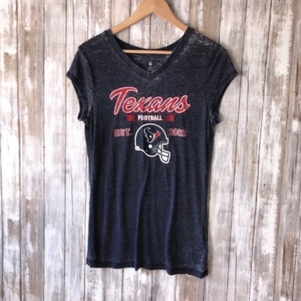 NFL Houston Texans Women’s Large Juniors V Neck Tee Navy Heather Football Shirt